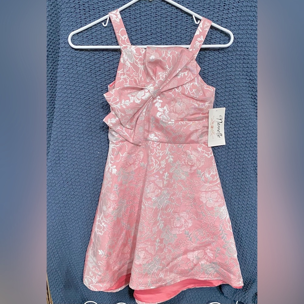 Nannette Pink and White Halter Sundress for Prom